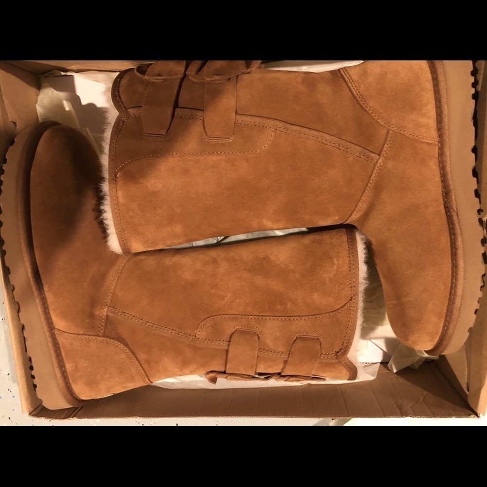 👢👢New in Box UGG Allegra Double Bow Chestnut tall Boots size9 - Picture 6 of 16